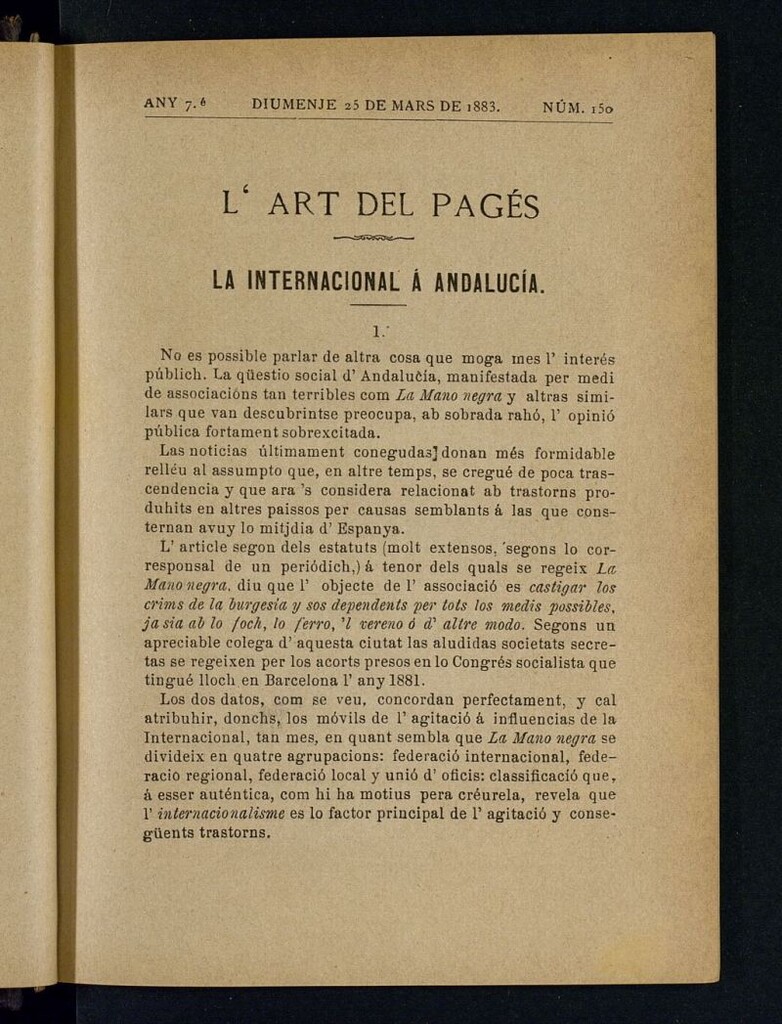 Miniatura de L´Art del Pagés del 25 de marzo de 1883