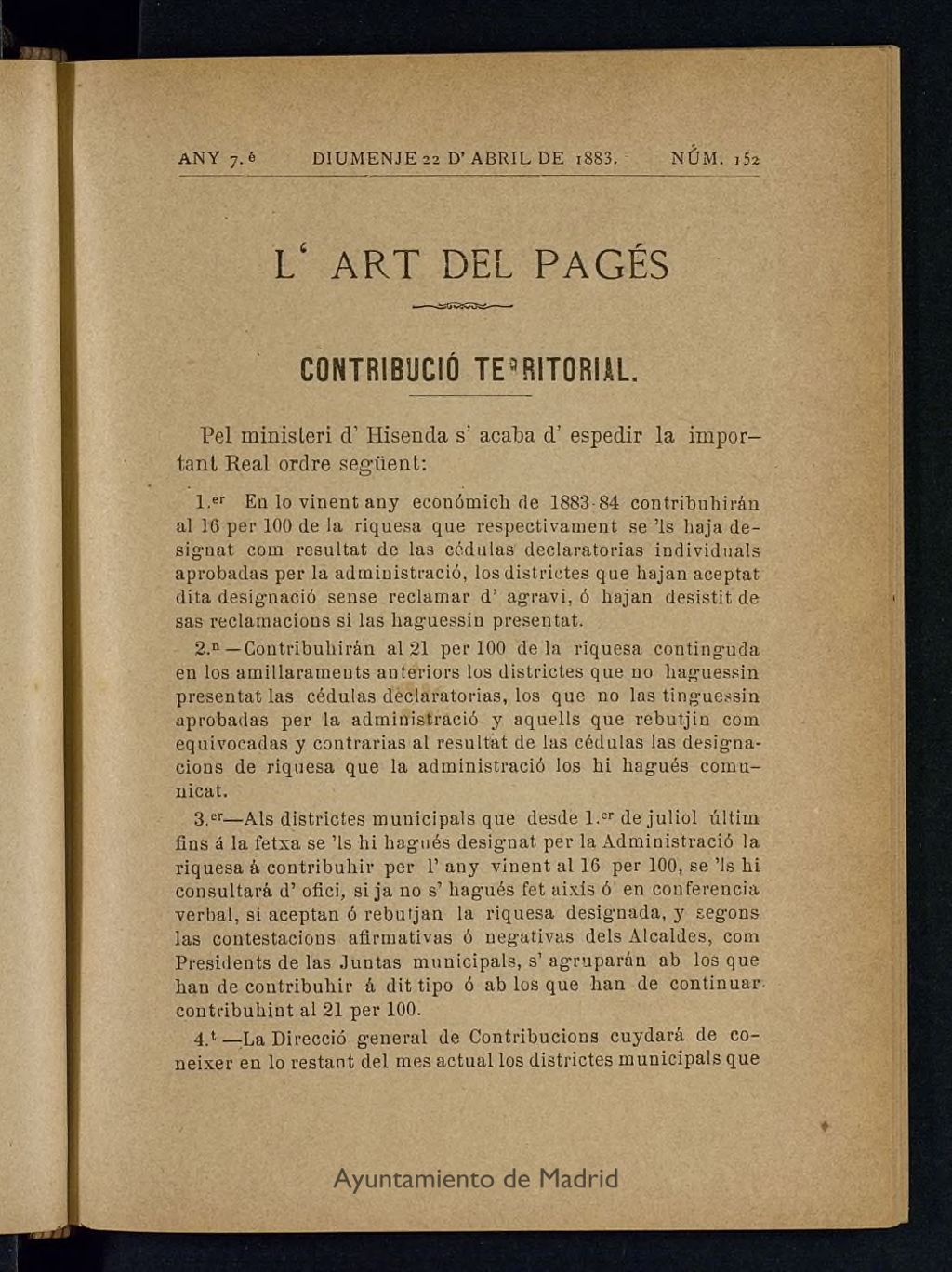 Miniatura de L´Art del Pagés del 22 de abril de 1883