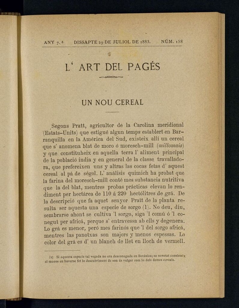 Miniatura de L´Art del Pagés del 29 de julio de 1883