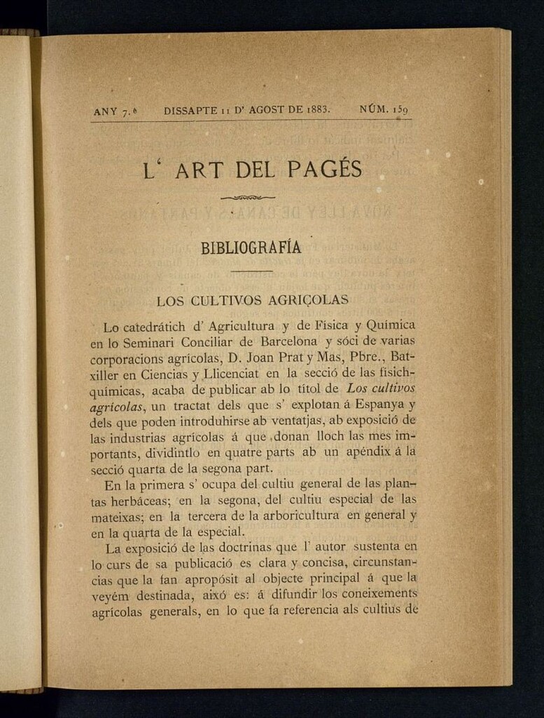 Miniatura de L´Art del Pagés del 11 de agosto de 1883