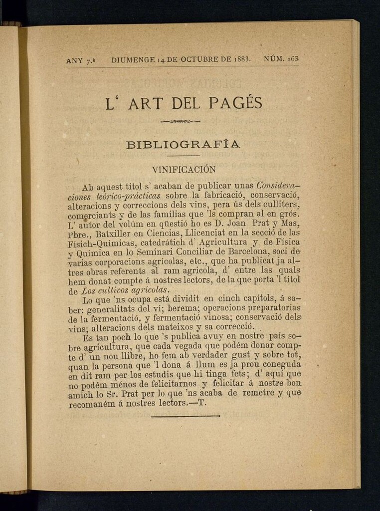 Miniatura de L´Art del Pagés del 14 de octubre de 1883