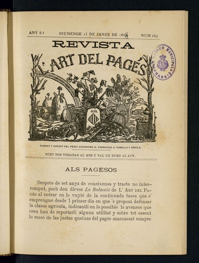 Miniatura de L´Art del Pagés del 13 de enero de 1884