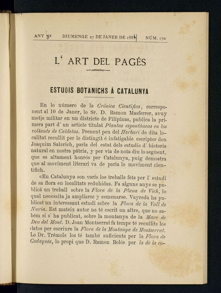 Miniatura de L´Art del Pagés del 27 de enero de 1884