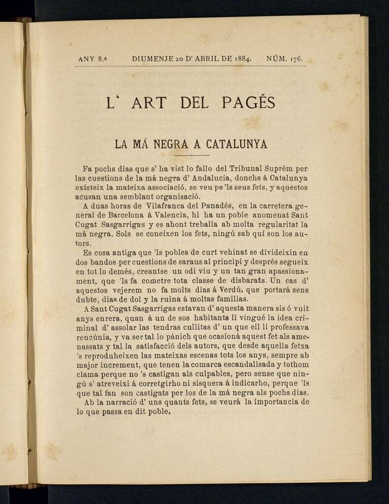 Miniatura de L´Art del Pagés del 20 de abril de 1884