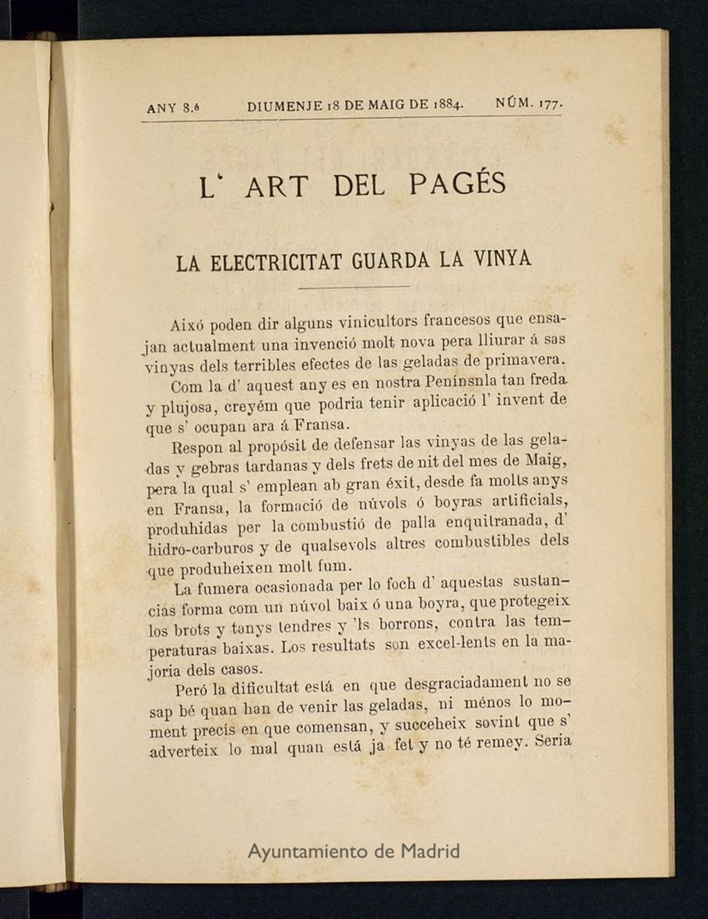 Miniatura de L´Art del Pagés del 18 de mayo de 1884