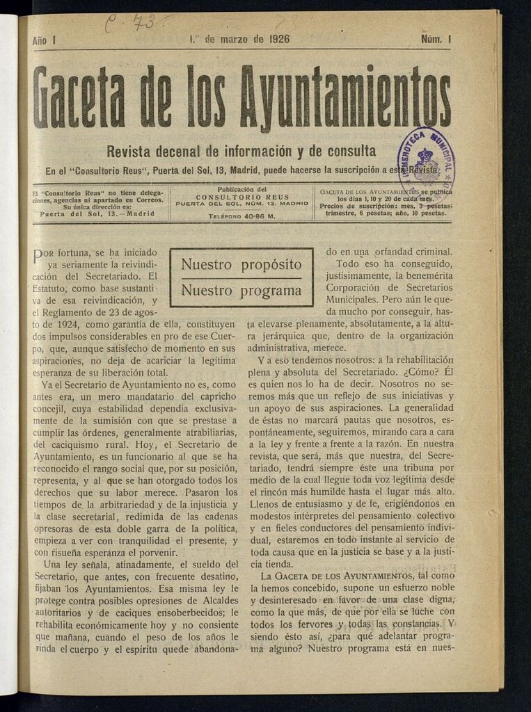 Miniatura de Gaceta de los Ayuntamientos : revista decenal de información y consulta