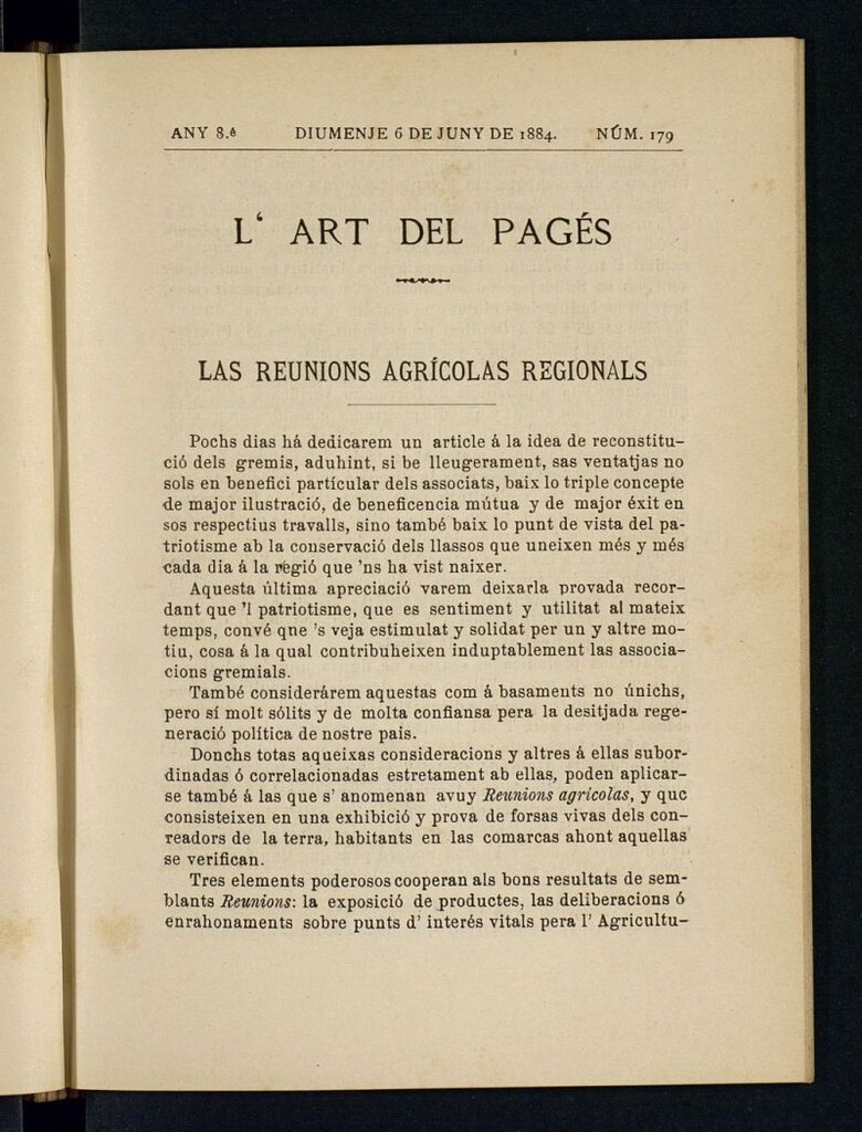 Miniatura de L´Art del Pagés del 6 de junio de 1884