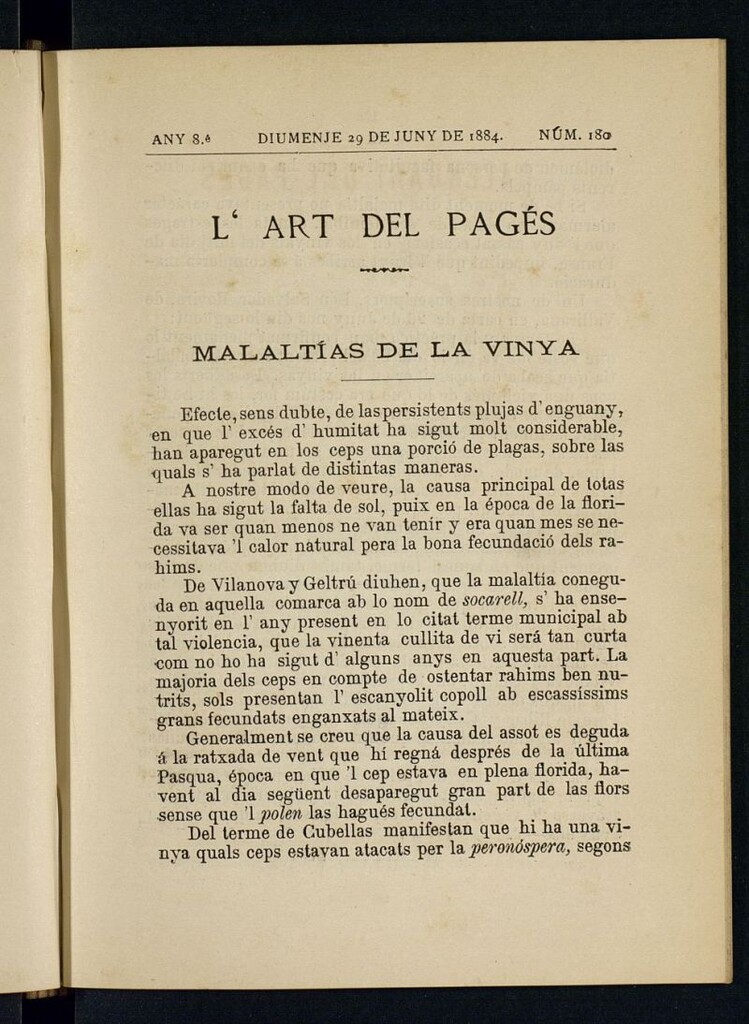 Miniatura de L´Art del Pagés del 29 de junio de 1884