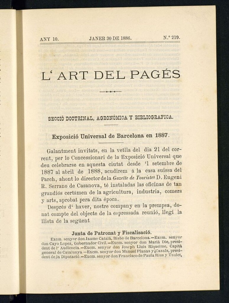 Miniatura de L´Art del Pagés del 30 de enero de 1886