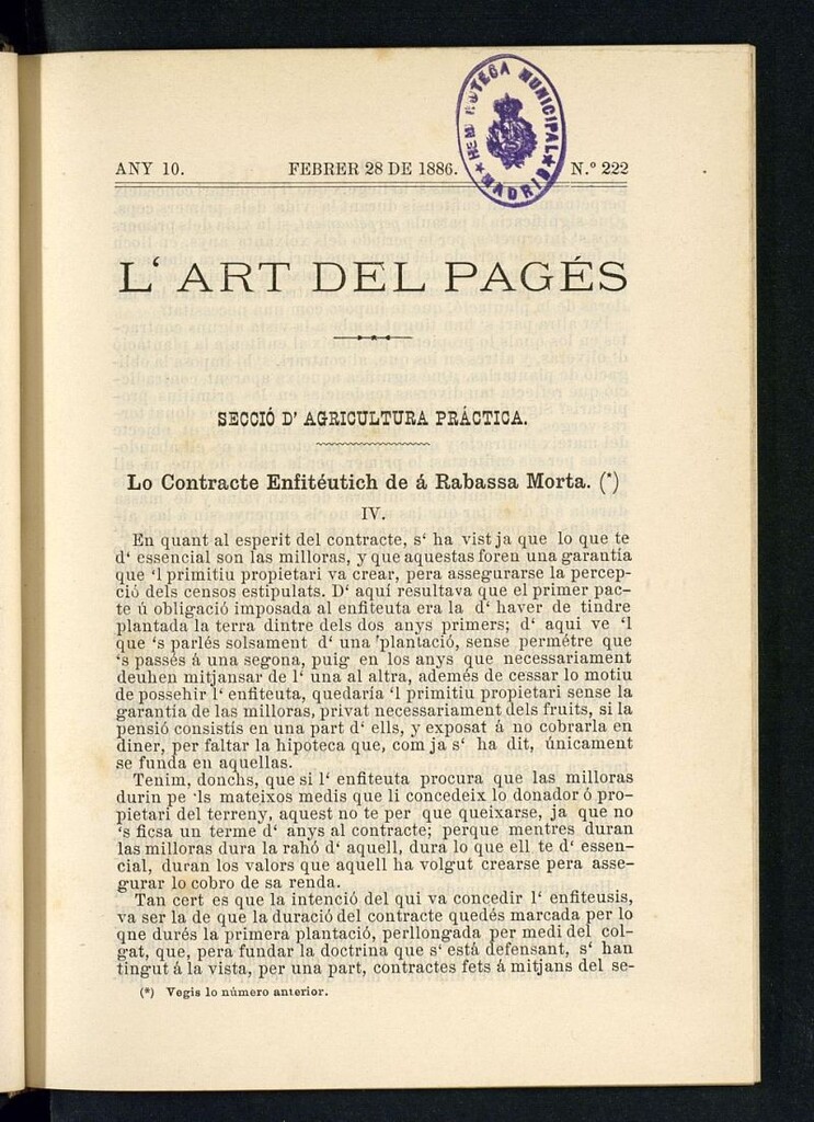 Miniatura de L´Art del Pagés del 28 de febrero de 1886