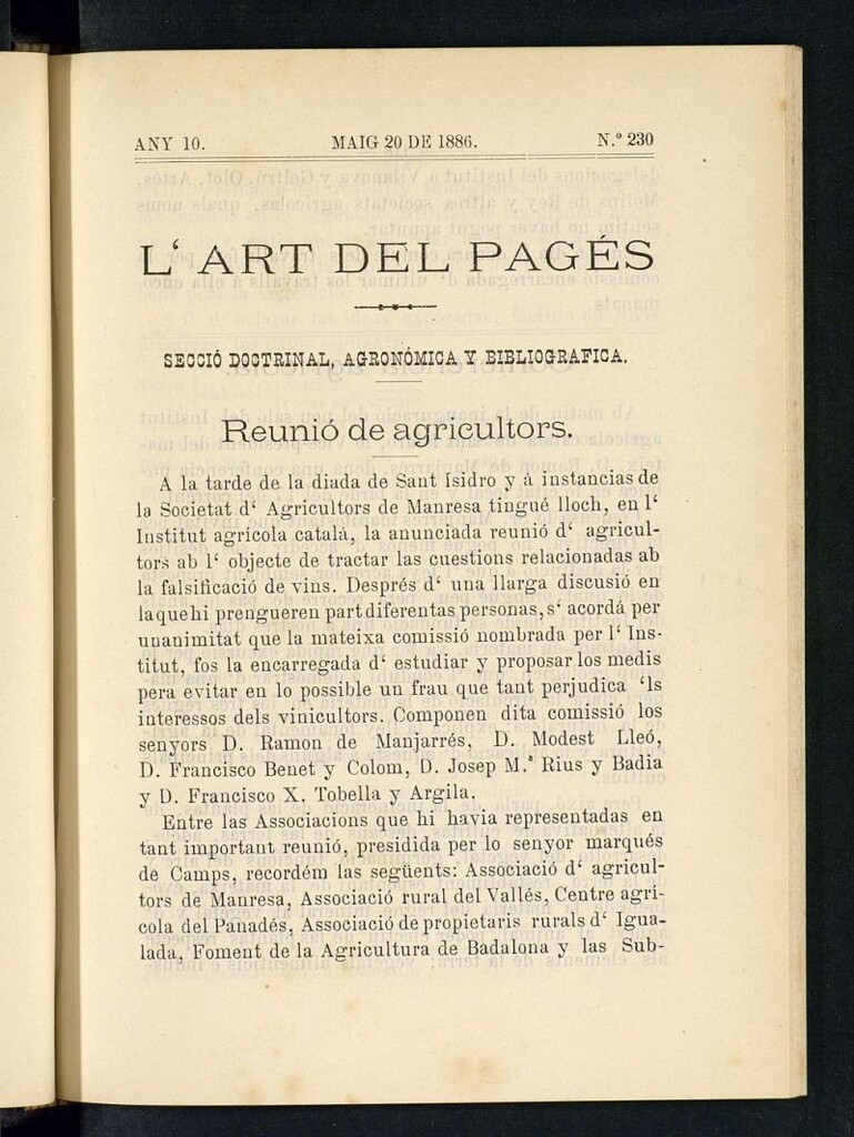 Miniatura de L´Art del Pagés del 20 de mayo de 1886