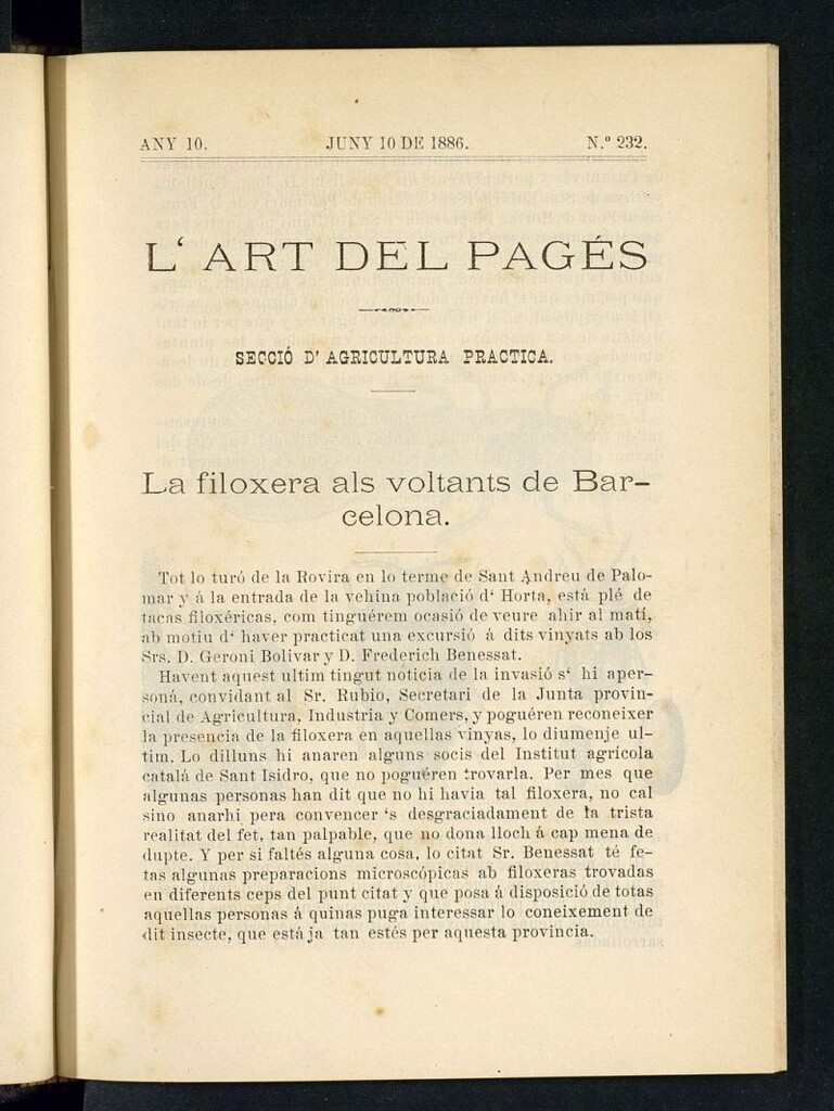 Miniatura de L´Art del Pagés del 20 de junio de 1886