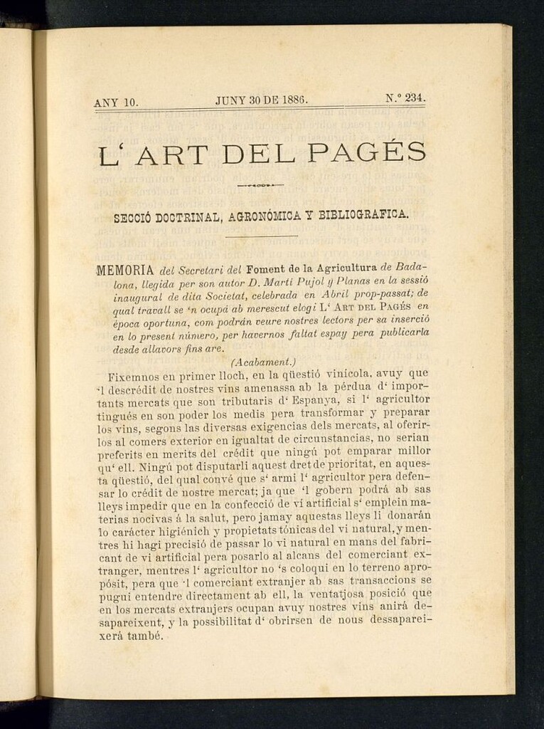 Miniatura de L´Art del Pagés del 30 de junio de 1886