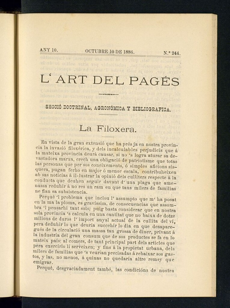 Miniatura de L´Art del Pagés del 10 de octubre de 1886