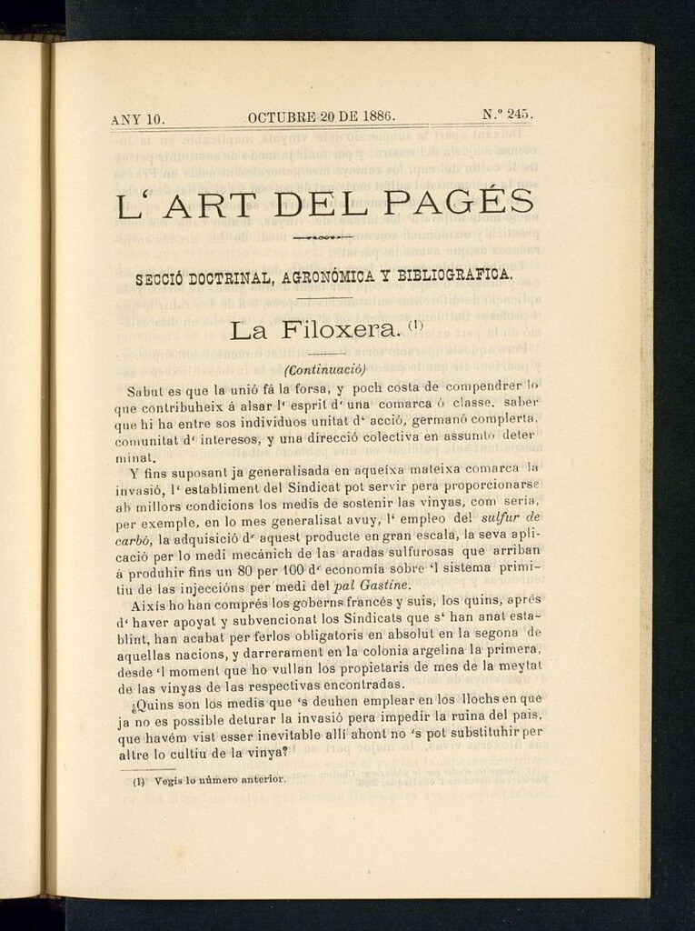 Miniatura de L´Art del Pagés del 20 de octubre de 1886