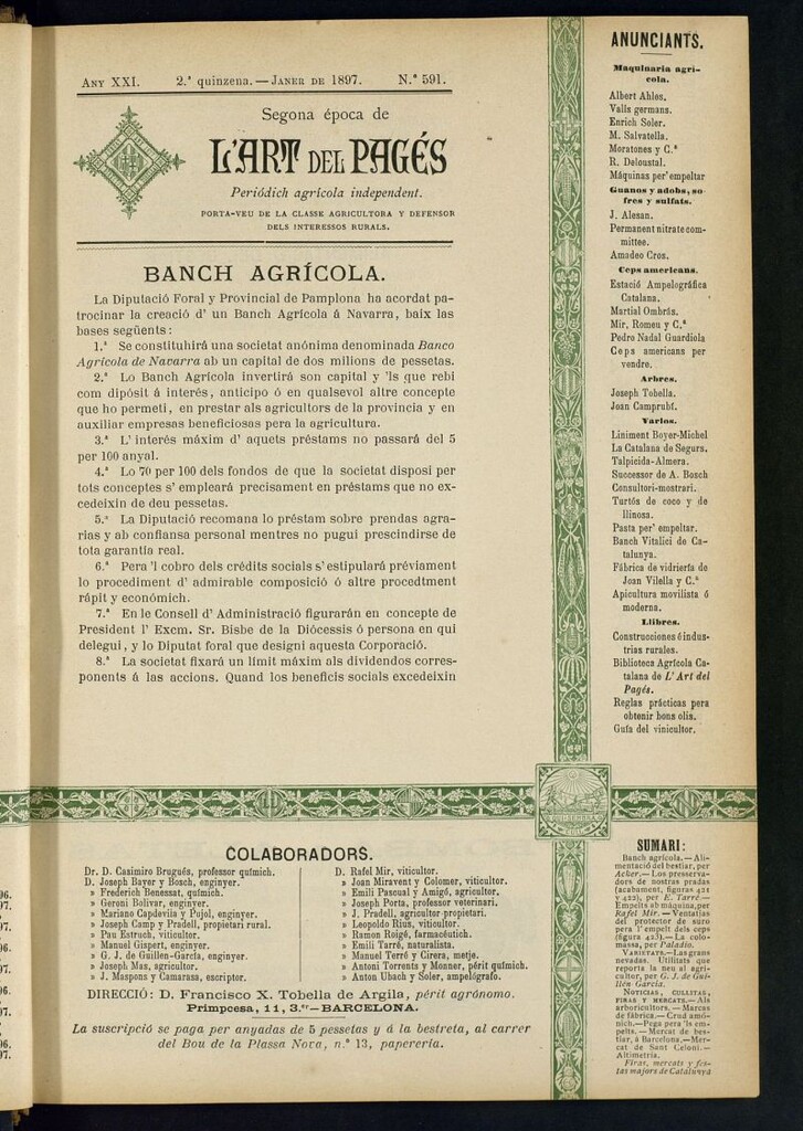Miniatura de L´Art del Pagés de la 2ª quincena de enero de 1897