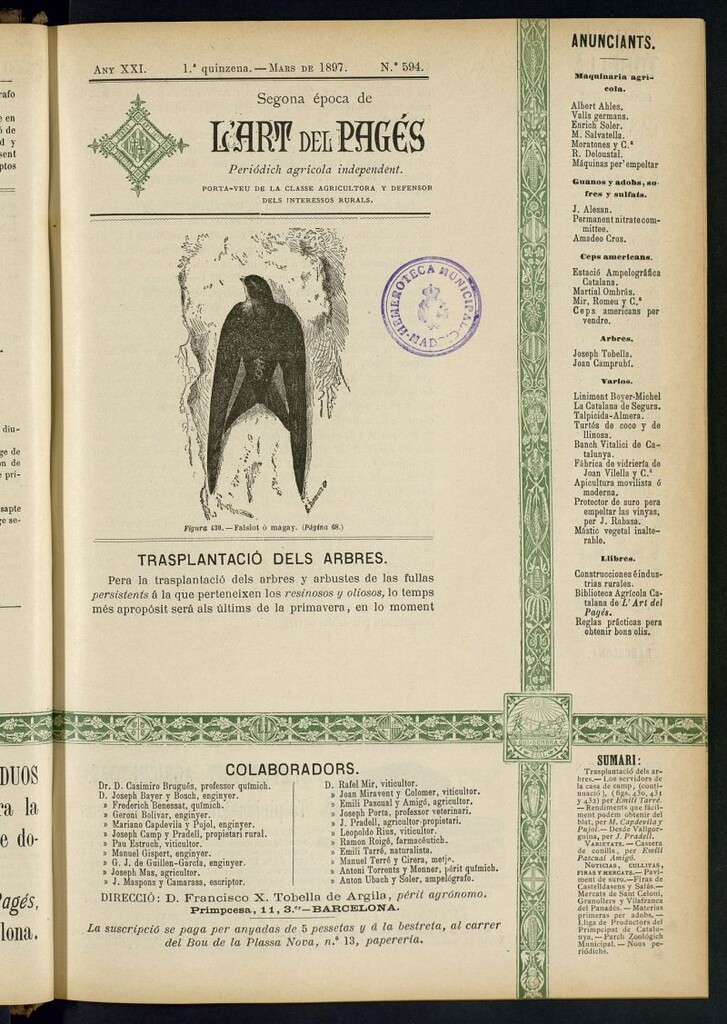 Miniatura de L´Art del Pagés de la 1ª quincena de marzo de 1897