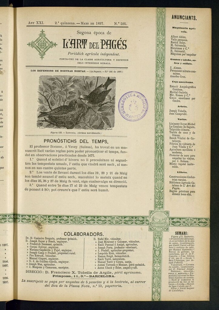 Miniatura de L´Art del Pagés de la 2ª quincena de marzo de 1897