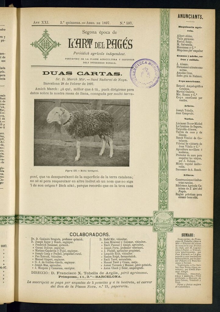Miniatura de L´Art del Pagés de la 2ª quincena de abril de 1897