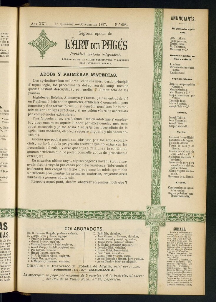 Miniatura de L´Art del Pagés de la 1ª quincena de octubre de 1897