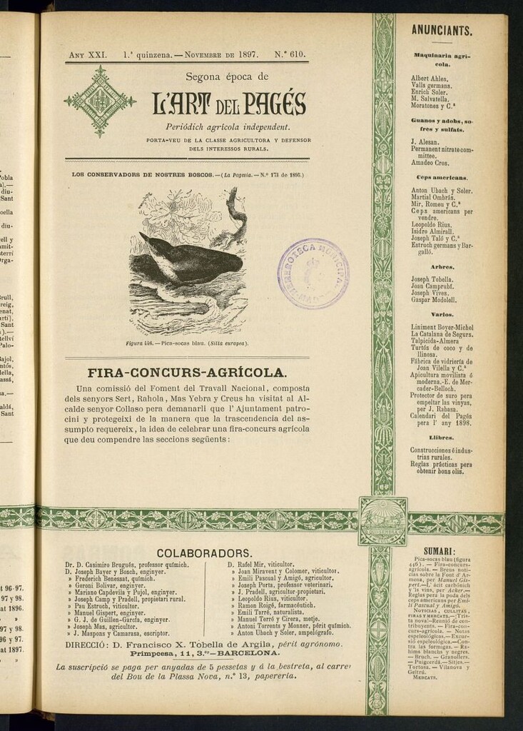 Miniatura de L´Art del Pagés de la 1ª quincena de noviembre de 1897