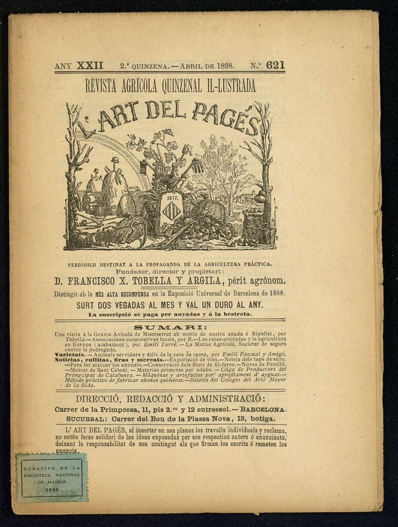Miniatura de L´Art del Pagés de la 2ª quincena de abril de 1898