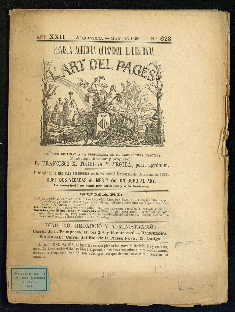 Miniatura de L´Art del Pagés de la 2ª quincena de mayo de 1898