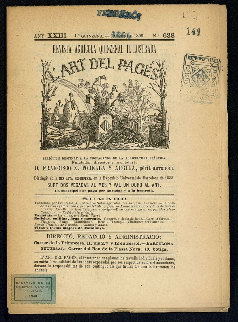 Miniatura de L´Art del Pagés de la 1ª quincena de enero de 1899