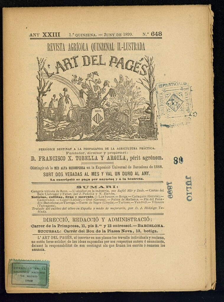 Miniatura de L´Art del Pagés de la 1ª quincena de junio de 1899