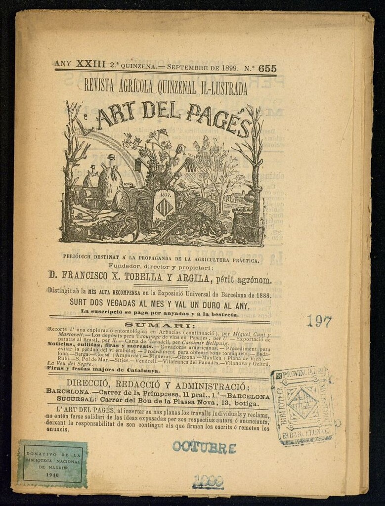 Miniatura de L´Art del Pagés de la 2ª quincena de septiembre de 1899