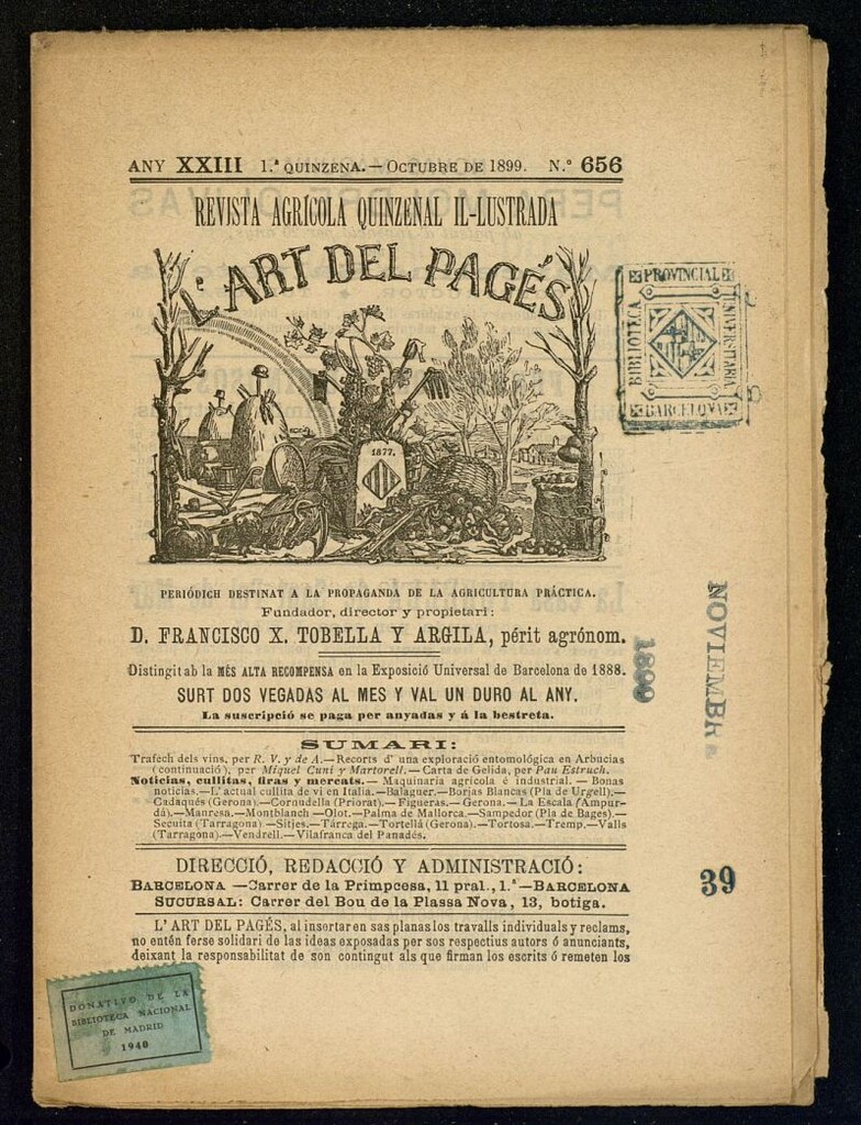 Miniatura de L´Art del Pagés de la 1ª quincena de octubre de 1899