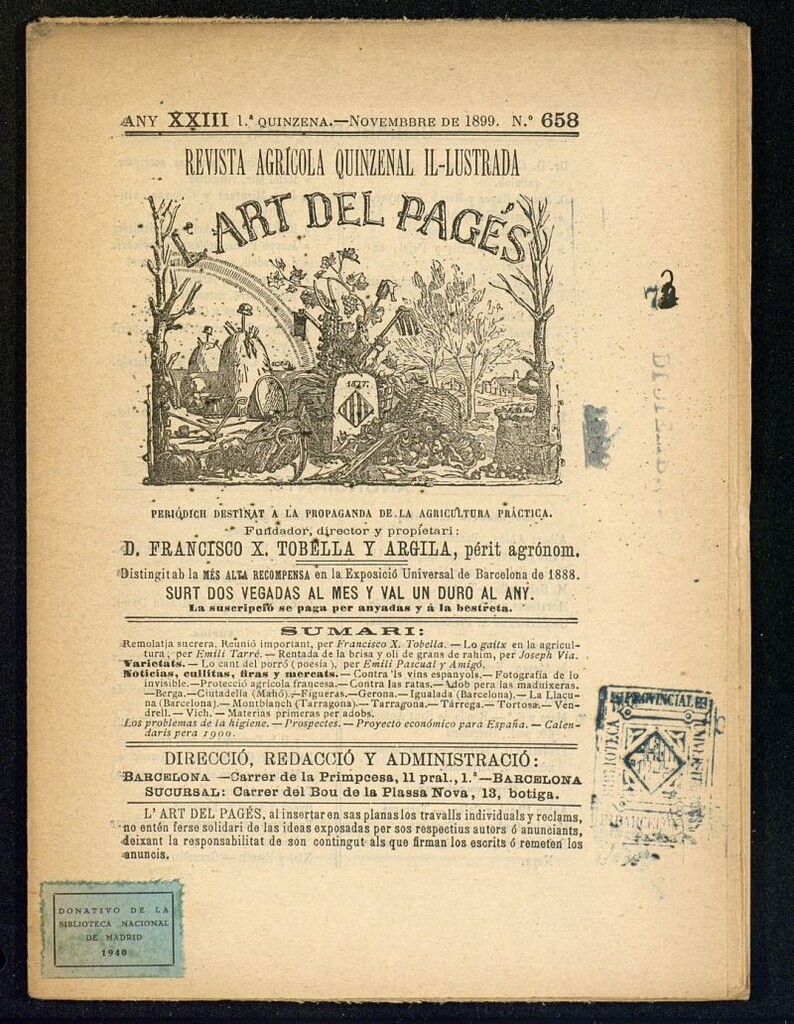 Miniatura de L´Art del Pagés de la 1ª quincena de noviembre de 1899