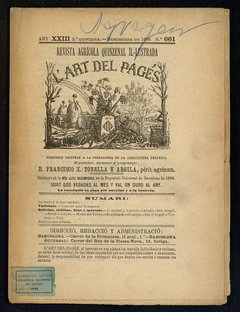 Miniatura de L´Art del Pagés de la 2ª quincena de diciembre de 1899