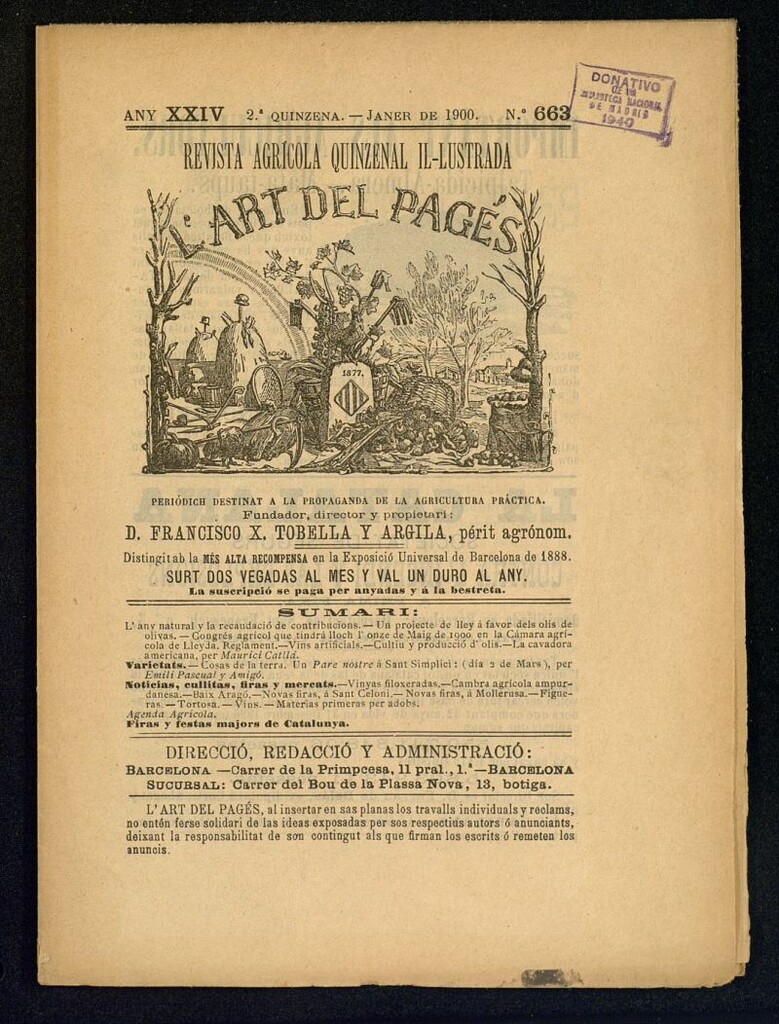 Miniatura de L´Art del Pagés de la 2ª quincena de enero de 1900