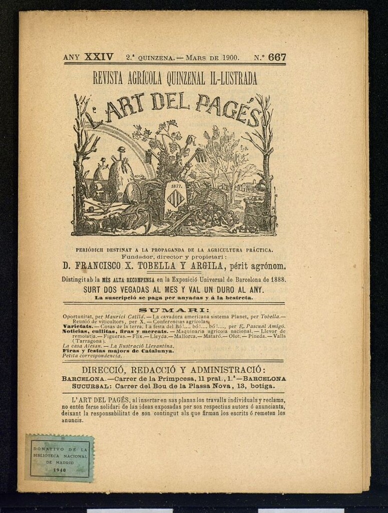 Miniatura de L´Art del Pagés de la 2ª quincena de marzo de 1900