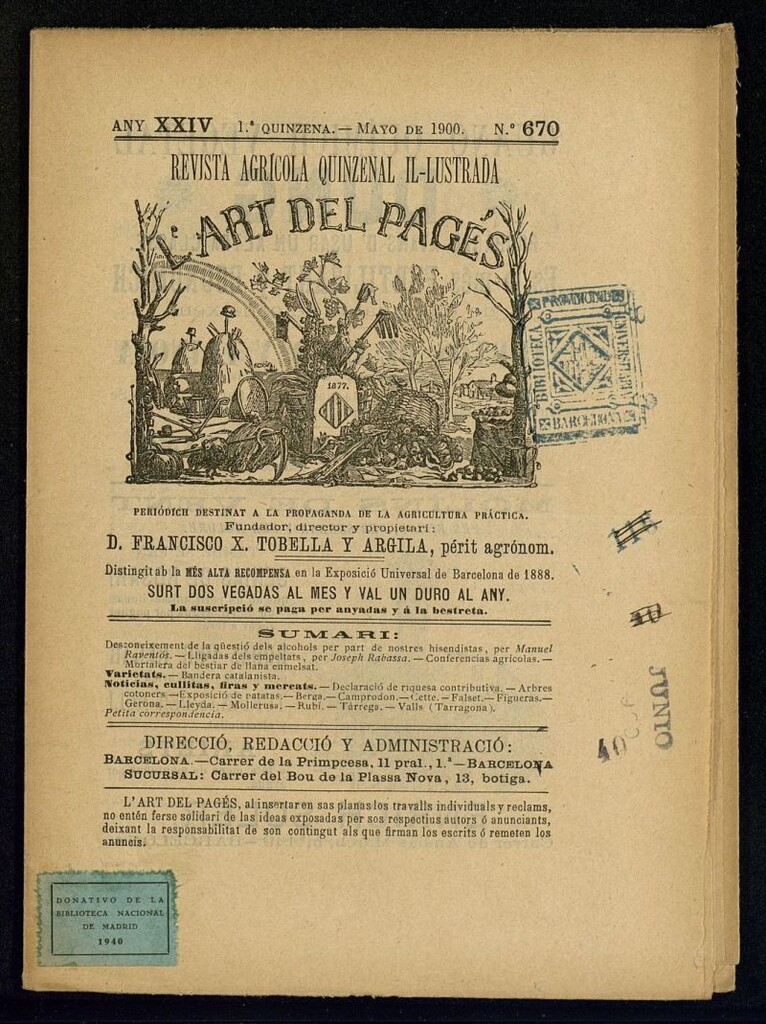 Miniatura de L´Art del Pagés de la 1ª quincena de mayo de 1900