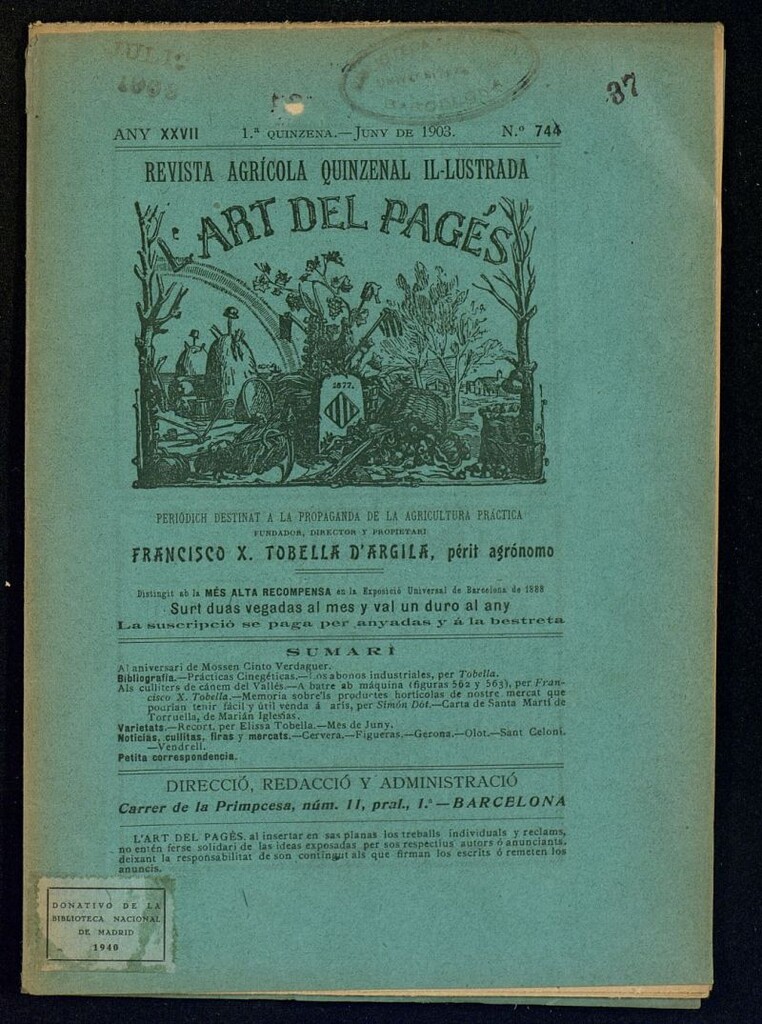 Miniatura de L´Art del Pagés de la 1ª quincena de junio de 1903