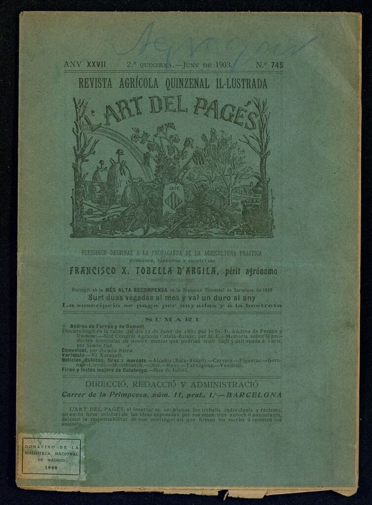 Miniatura de L´Art del Pagés de la 2ª quincena de junio de 1903