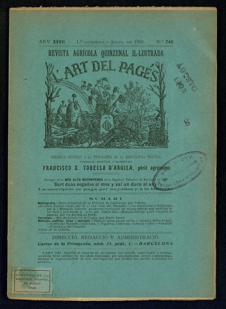 Miniatura de L´Art del Pagés de la 1ª quincena de julio de 1903