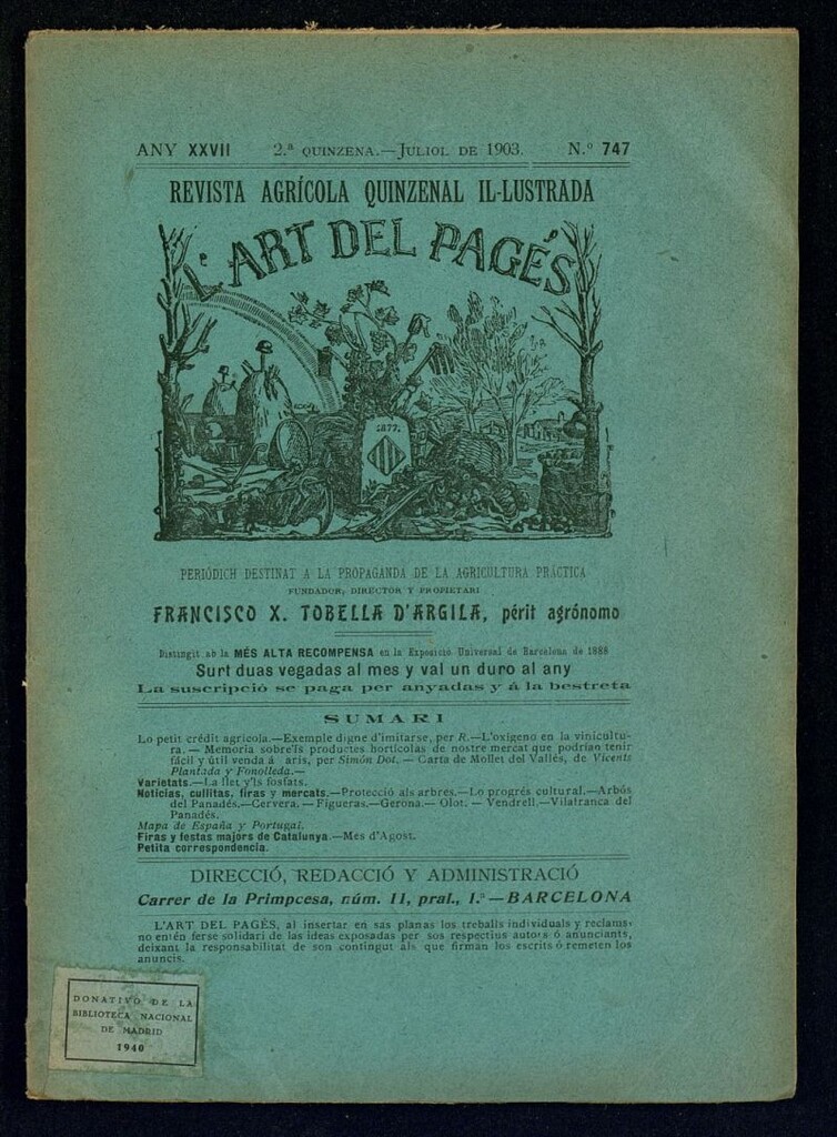 Miniatura de L´Art del Pagés de la 2ª quincena de julio de 1903
