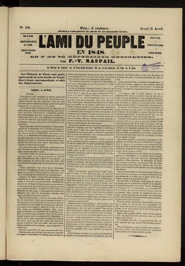 Miniatura de L´Ami du Peuple del 6 de abril de 1848, nº 10