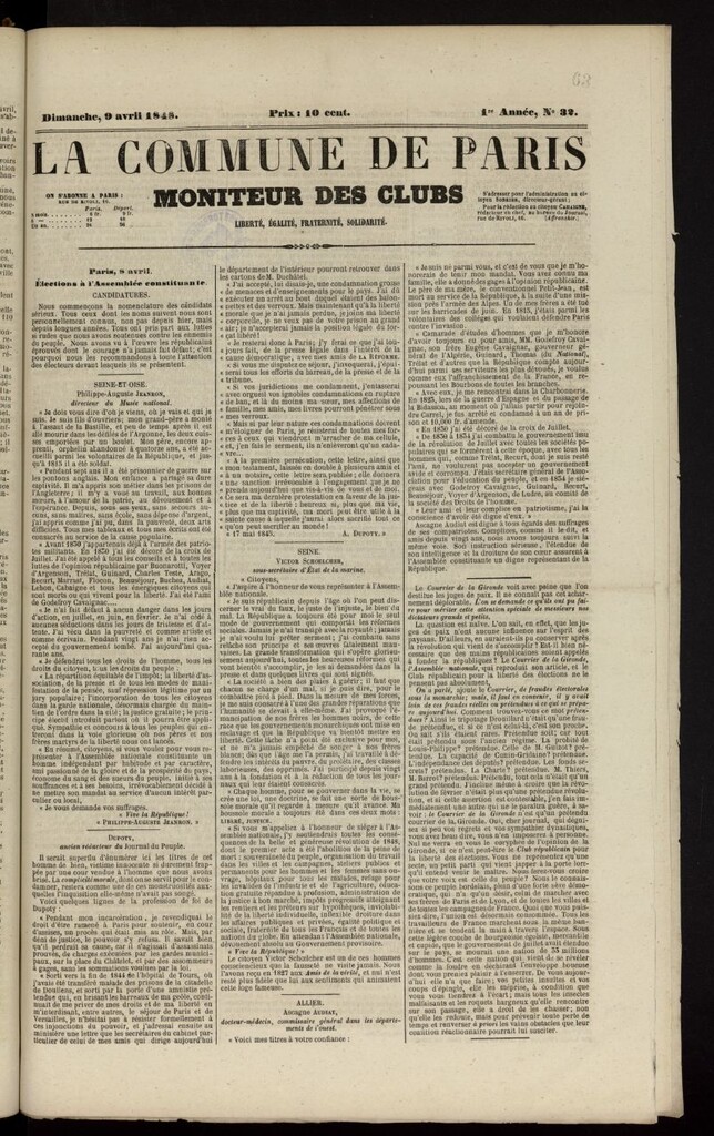 Miniatura de La Commune de Paris : moniteur des clubs del 9 de abril de 1848, nº 32