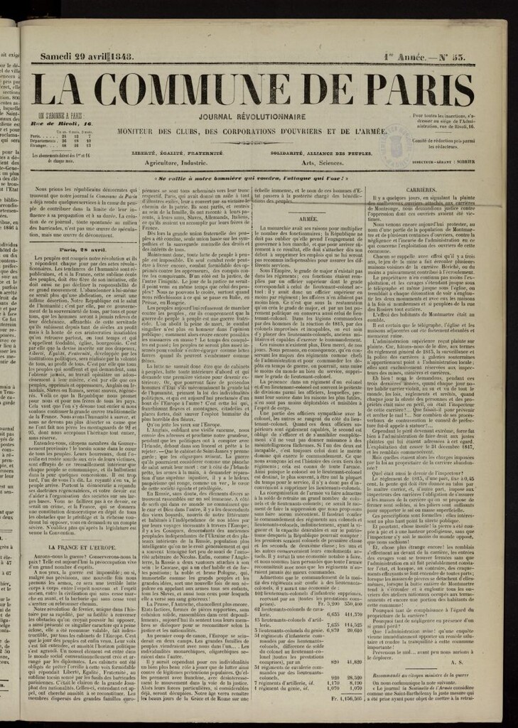 Miniatura de La Commune de Paris : moniteur des clubs del 29 de abril de 1848, nº 53