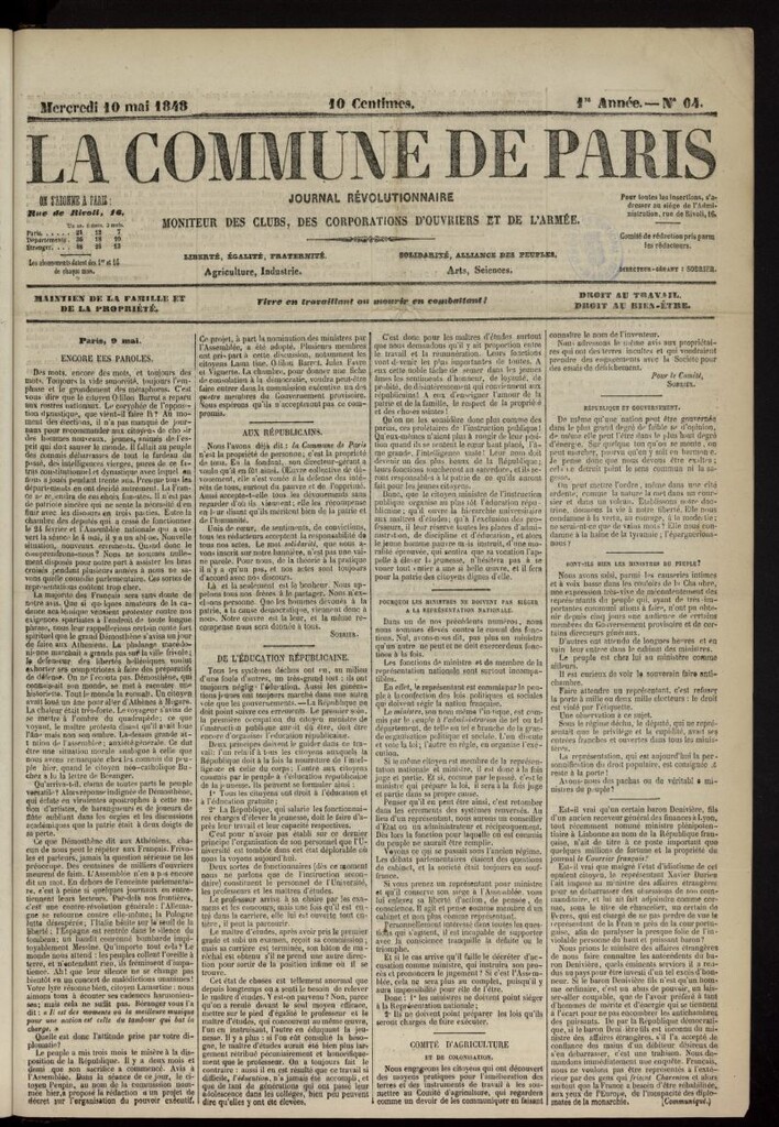 Miniatura de La Commune de Paris : moniteur des clubs del 10 de mayo de 1848, nº 64