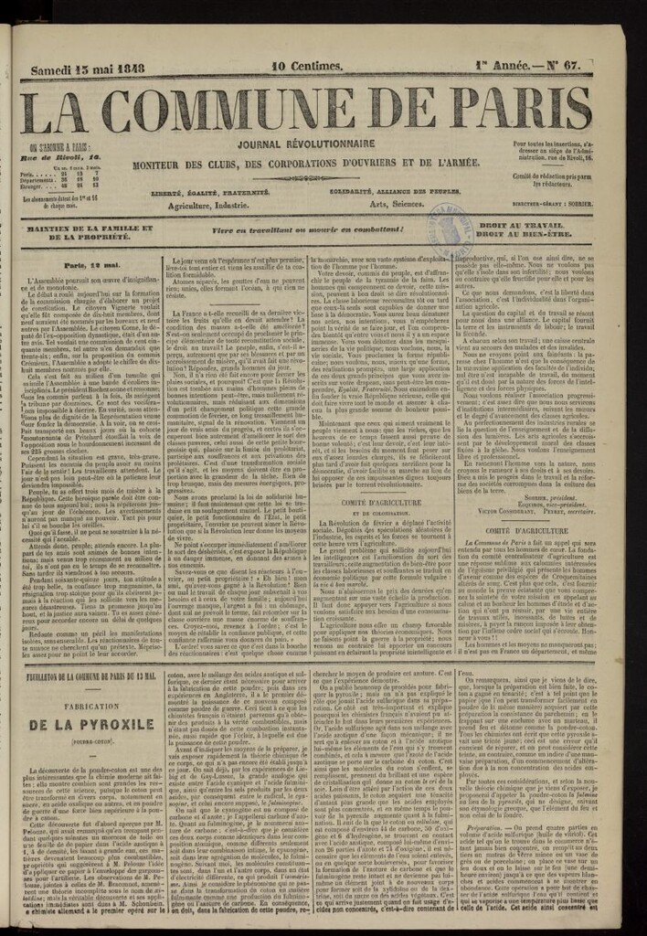 Miniatura de La Commune de Paris : moniteur des clubs del 13 de mayo de 1848, nº 67