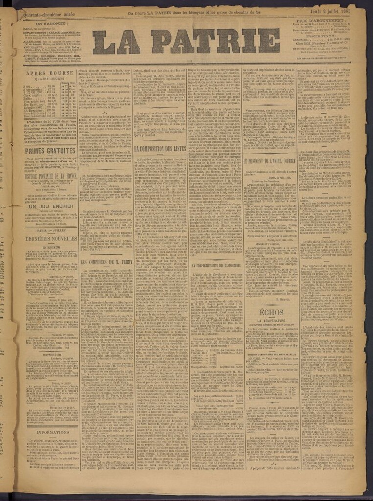 Miniatura de La Patrie del 2 de julio de 1885