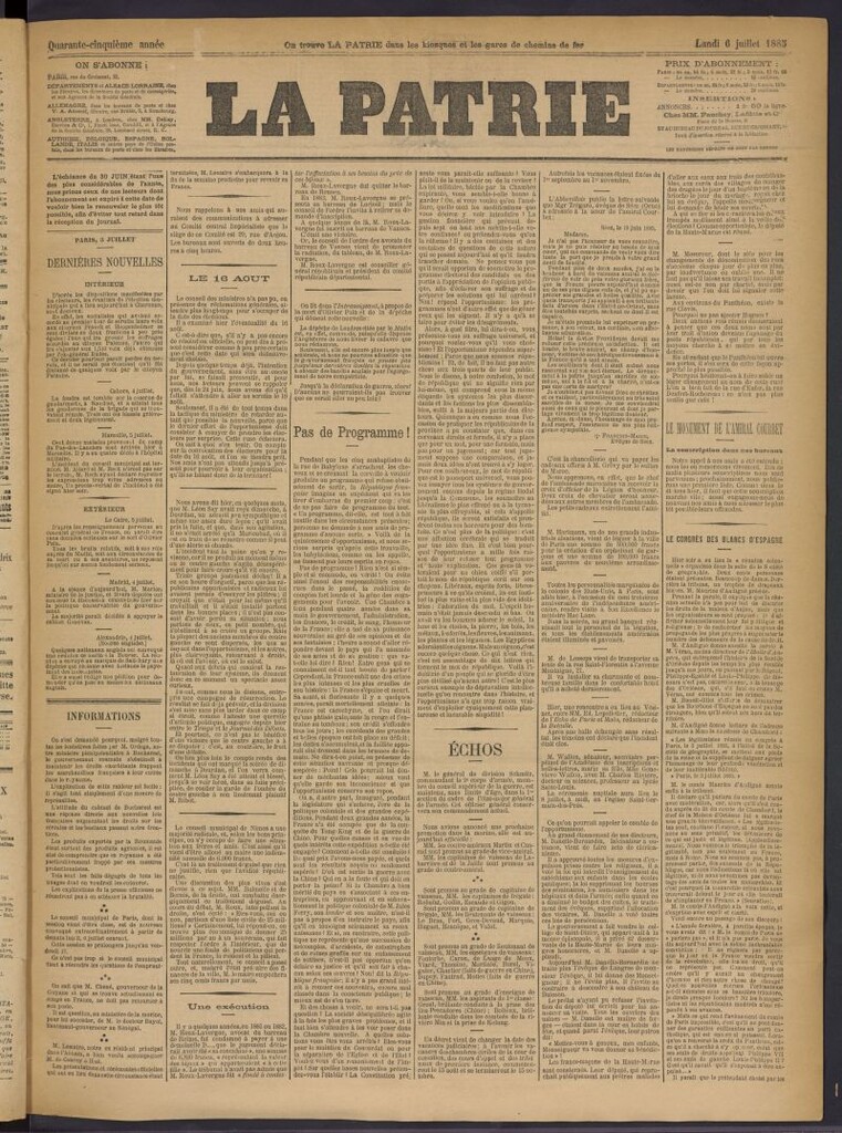 Miniatura de La Patrie del 6 de julio de 1885