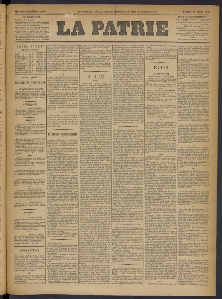 Miniatura de La Patrie del 18 de julio de 1885