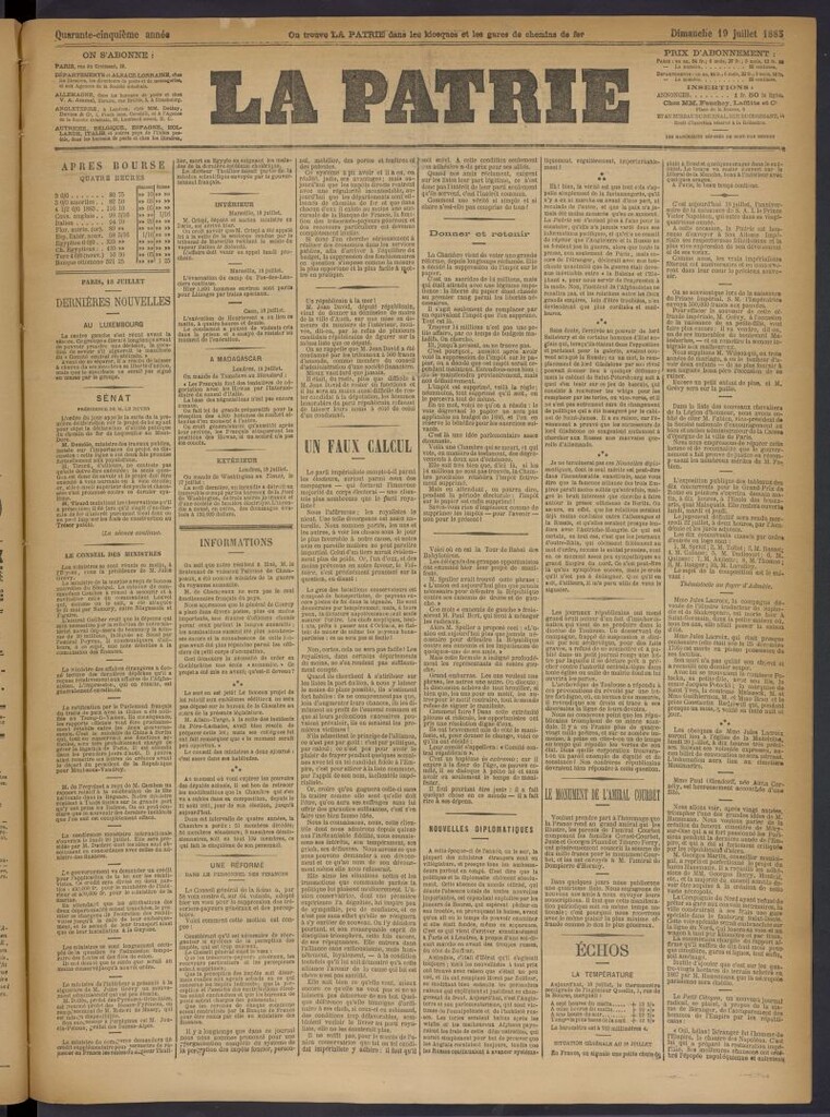 Miniatura de La Patrie del 19 de julio de 1885