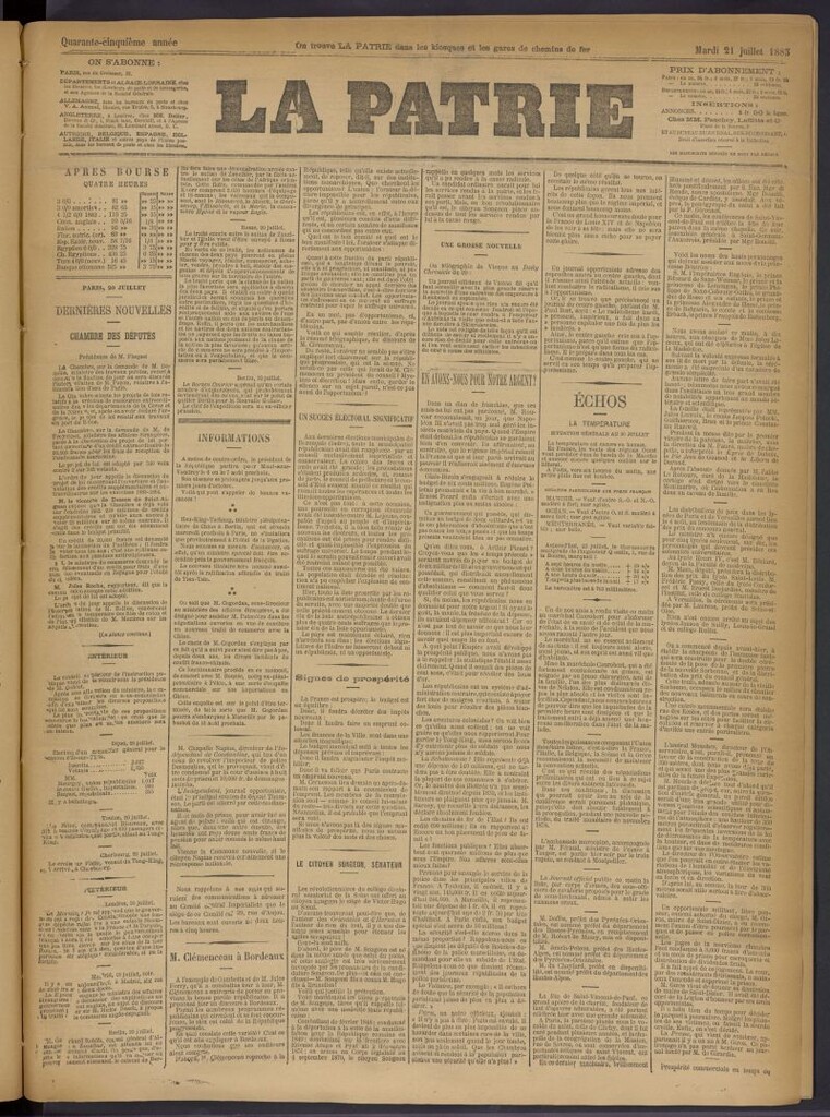 Miniatura de La Patrie del 21 de julio de 1885